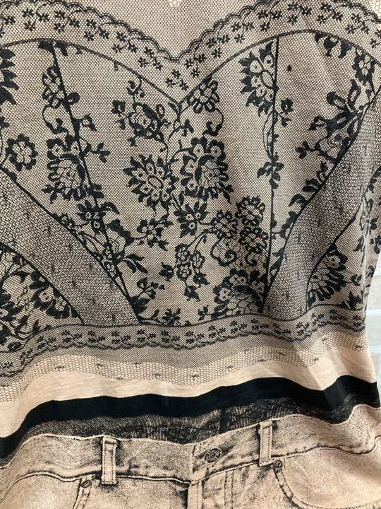 CHRISTIAN DIOR 2006 Trompe L'oeil Peach Lace T-shirt Size 40 US 8