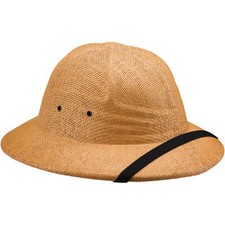 Double-Lacquered Straw Pith Helmet, Tan