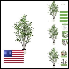 VIGGDA 5ft Artificial Ficus Tree White Plastic Planter Ficus 5ft
