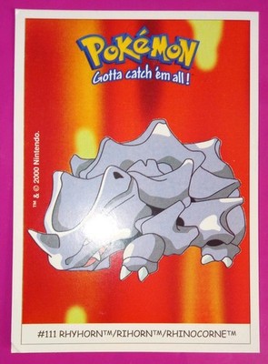 VINTAGE RARE Pokemon Rhyhorn Sticker, Dunkin Boomer 2000