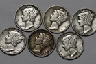 🧭 🇺🇸 USA SILVER MERCURY DIMES LOT B94 #10 HHH24