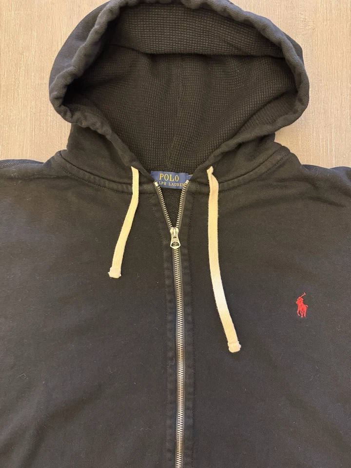 Polo Ralph Lauren Sudadera con Capucha Para Hombres 2XL Negra Cremallera Completa Senderismo Ropa de Calle Preppy Logo Foto 4 de 4
