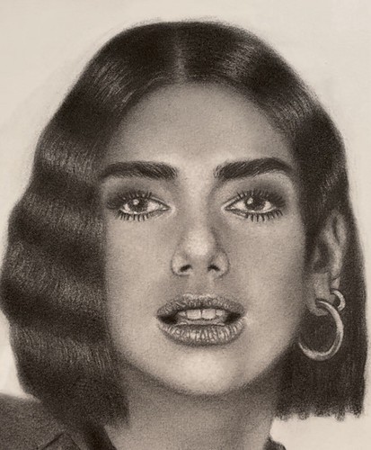 Dua Lipa Pencil Chalk Drawing / USA Seller - Picture 7 of 9
