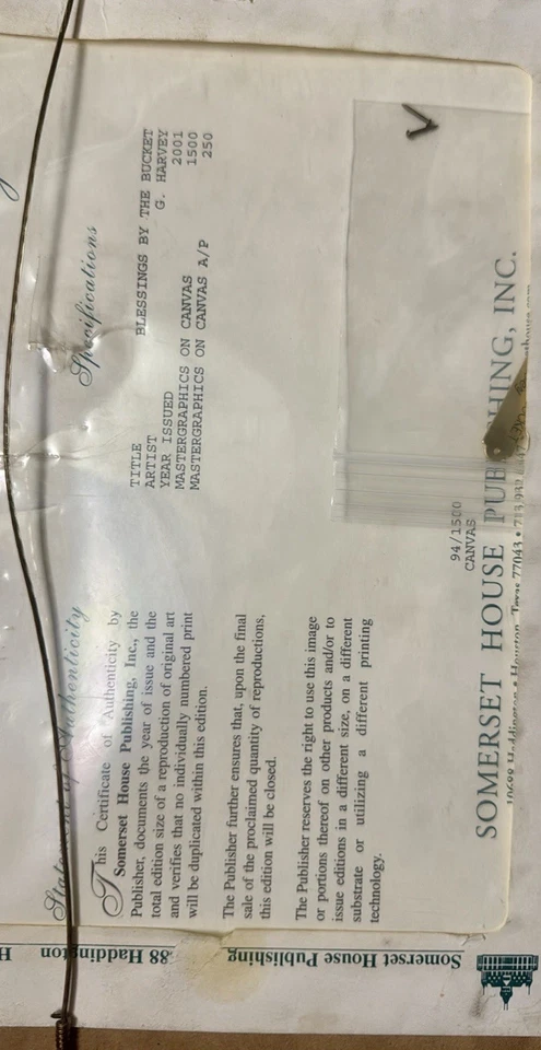 Pintura firmada y numerada (94/1500) de G. Harvey “Bendiciones por el cubo” 2001 Foto 2 de 2