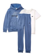 New Balance 3Pc Fleece Hoodie, T-Shirt  Jogger Set Blue 12