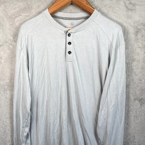 Free Fly Henley Shirt Mens XL Light Gray Bamboo Performance L/S Outdoor Comfort image 4
