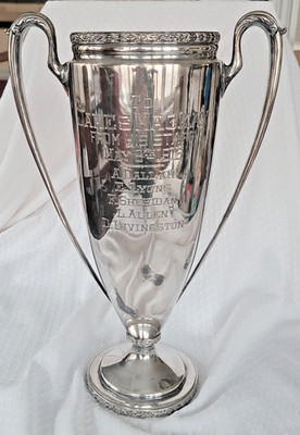 1915 Tall Silverplate Antique Loving Cup Trophy James Mackay Staff