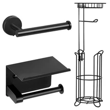 Toilet Paper Holder with Shelf Mega Rolls Wall Mounted/Free Standing Roll Holder