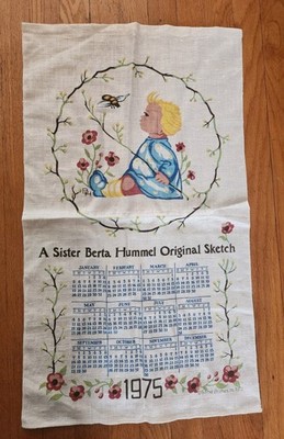 Vintage 1975 Sister Berta Hummel Original Kitchen Calendar Towel