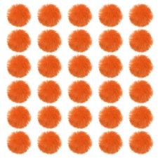 30Pcs Fluffy Soft Faux Fur Pom Poms for Hats with Elastic Loop, Orange