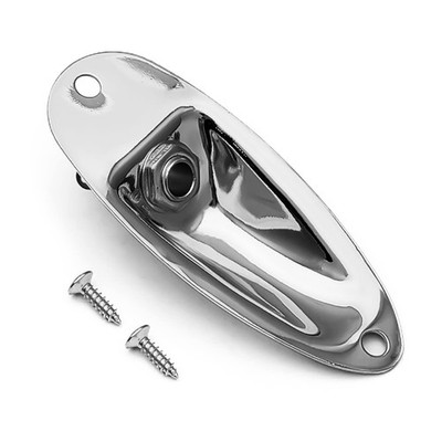 MAXCHEER Guitar Input Jack Socket Plate Output Loaded Boat Style 1/4 Chrome 