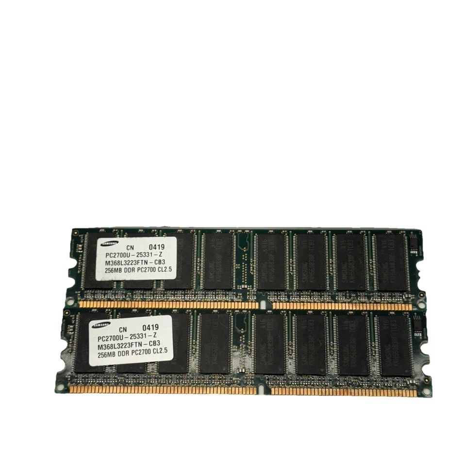 Set Of 2 SAMSUNG DDR PC2700U-25331-CB3 CL2.5 256MB RAM For Desktop/PC Aa53 - Image 2 of 2