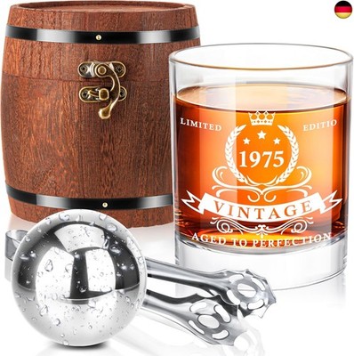 LIGHTEN LIFE Geschenke zum 50. Geburtstag für Männer,1975 Whiskeyglas-Set in F