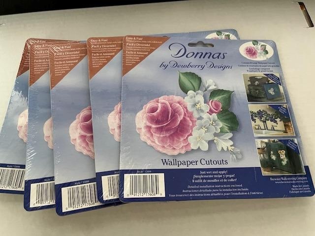 5 Pkgs Donnas by Dewberry Designs Wallpaper Cutouts Roses & White Flowers