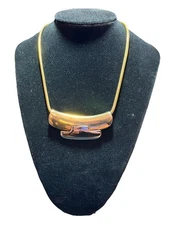 Vintage Lanvin Paris Two Tone Bib Slide Pendant Retro Style Necklace