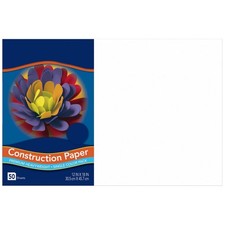White Construction Paper Bulk Pack, 50 Sheets, 12X18, 50 Recycled