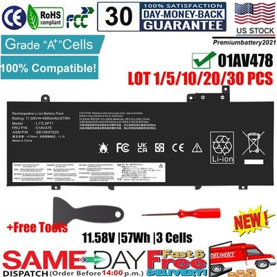  LOT Battery For Lenovo ThinkPad T480s L17L3P71 L17M3P71 L17M3P72 01AV478 FAST