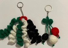 Handmade Crochet Ball Keychain Cute Knit Tricolor Key Ring Bag Charm Gift Orange