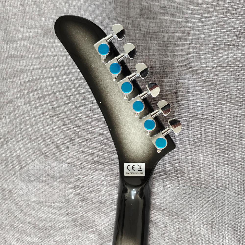 electric explorer guitar silver black color hh pickup set neck solid body neck