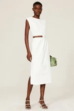 Love, Whit by Whitney Port White Cut Out Sleeveless Sheath Midi Dress Large