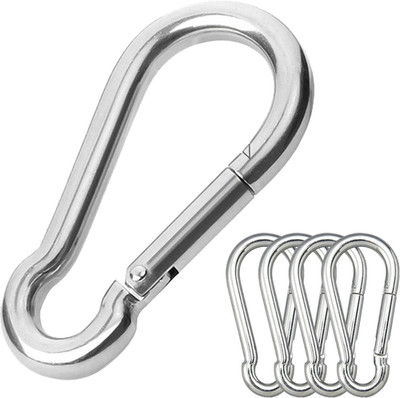 5PCS 3.15in Large Carabiner Clip, Stainless Steel 5Pcs 3.15 Inch, silver