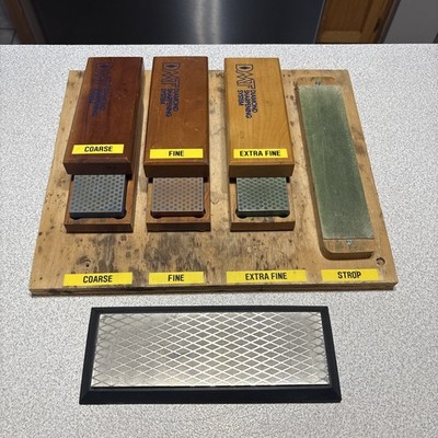DMT Diamond Sharpening System 5 Stone Set w/ Wood Base Excellent