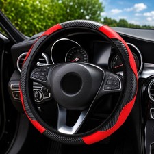 Universal 15 Steering Wheel Cover Red Black Non Slip Pu Leather Car Truck Suv Universal 15 Steering Wheel Cover Red Black Non Slip Pu Leather Car Truck Suv