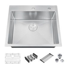 25" L x 22" W Drop in Single Bowl Kitchen Sink Scratch-Resistant Nano Bar Sink