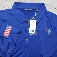 Cutter & Buck Polo Shirt NWT Mens Large Blue Forge Eco Stretch Recycled S/S