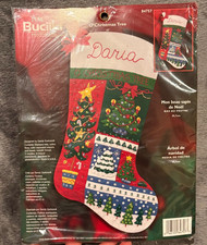 Bucilla O' Christmas Tree 18" Felt Stocking Kit 84757 Patchwork Trees New