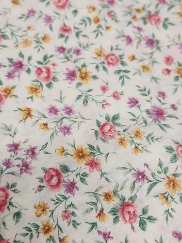 1.50 Yards 45 Wide Pink Purple Yellow Floral OOP 100% Cotton image 2