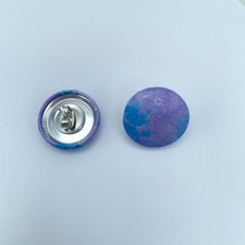 Vintage Blue Purple Tie Dye Fabric Covered Round Button Studs Earrings