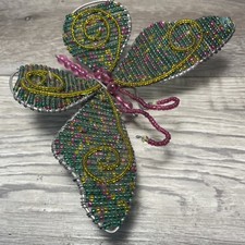 Hand Crafted Wired Beaded Butterfly 5x4.5 Multicolor Possibly Made In Kenya