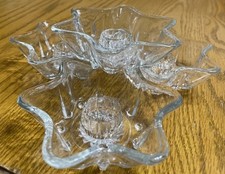 Star Shaped Clear Glass Classic Taper Candle Holders Footed Set/4