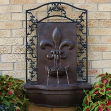 French Lily Polystone Outdoor Wall Fountain - Iron by Sunnydaze