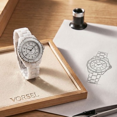VORSEL Women's Luxury Quartz White Ceramic Watch Waterproof Small Elegant