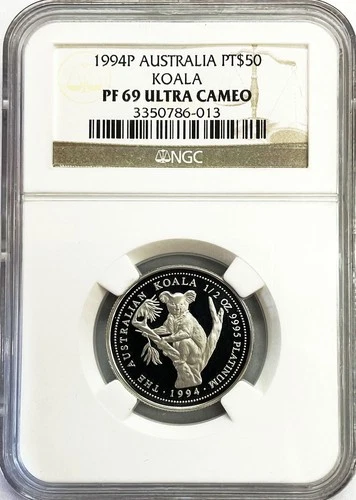 1994 PLATINUM 400 MINTED AUSTRALIA $50 DOLLAR KOALA COIN NGC PROOF 69 UC
