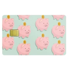 Pink Piggy Bank Money Piglet Cute Credit Debit Card Skin Cover Sticker Chip 1PC