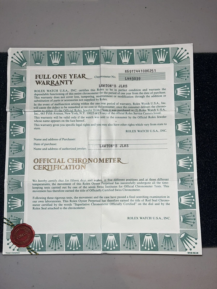 Certificazione rolex hotsell