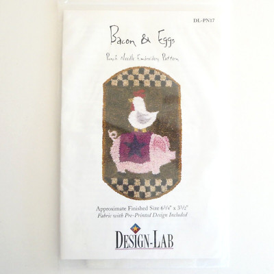 Design Lab Pig Chicken Tavern Sign Primitive Punch Needle Pattern Bacon & Eggs