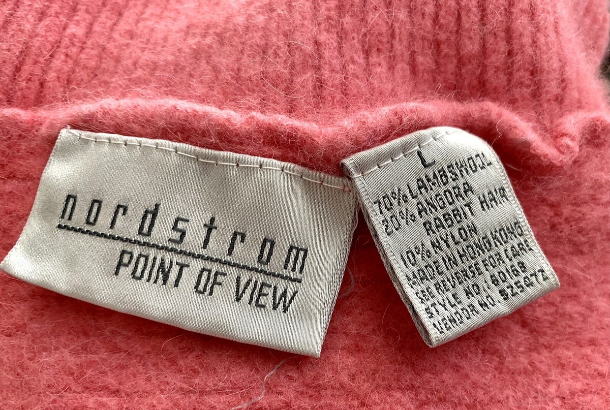 Vintage Nordstrom Women's Pink Angora Rabbit & Lambswool Sweater