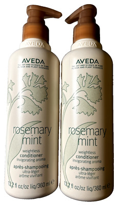 2 Bottles Aveda Rosemary Mint Weightless CONDITIONER 12.2oz Ea. W/ Hand Pump
