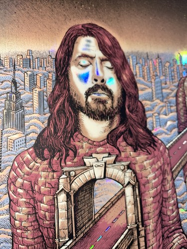 Emek Foo Fighters Citi Field Nyc Rare Foil Variant Poster Print 2015 Dave Grohl - Picture 2 of 11