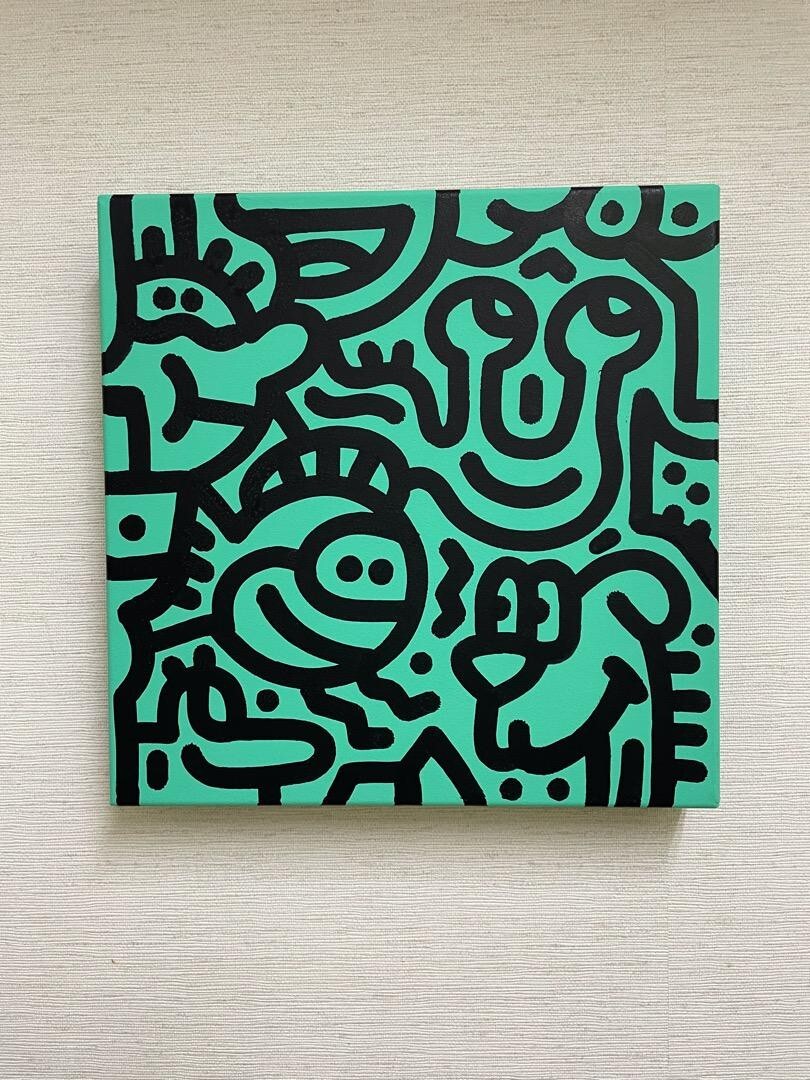 Mr.doodle リソグラフ Mr. Doodle Original Painring acrylic on canvas -Rainbow Signed