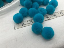 vintage balls turquoise blue pom poms lot craft doll bear 1960s