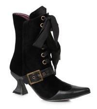 Black Velvet Victorian Romantic Goth Witch Vampire Pointy Toe Women's Boots