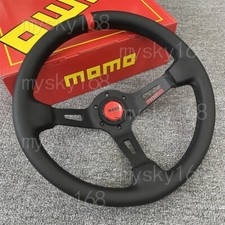 13 Red Line Red Horn Deep Dish Racing Momo Steering Wheel Car Leather Steering
