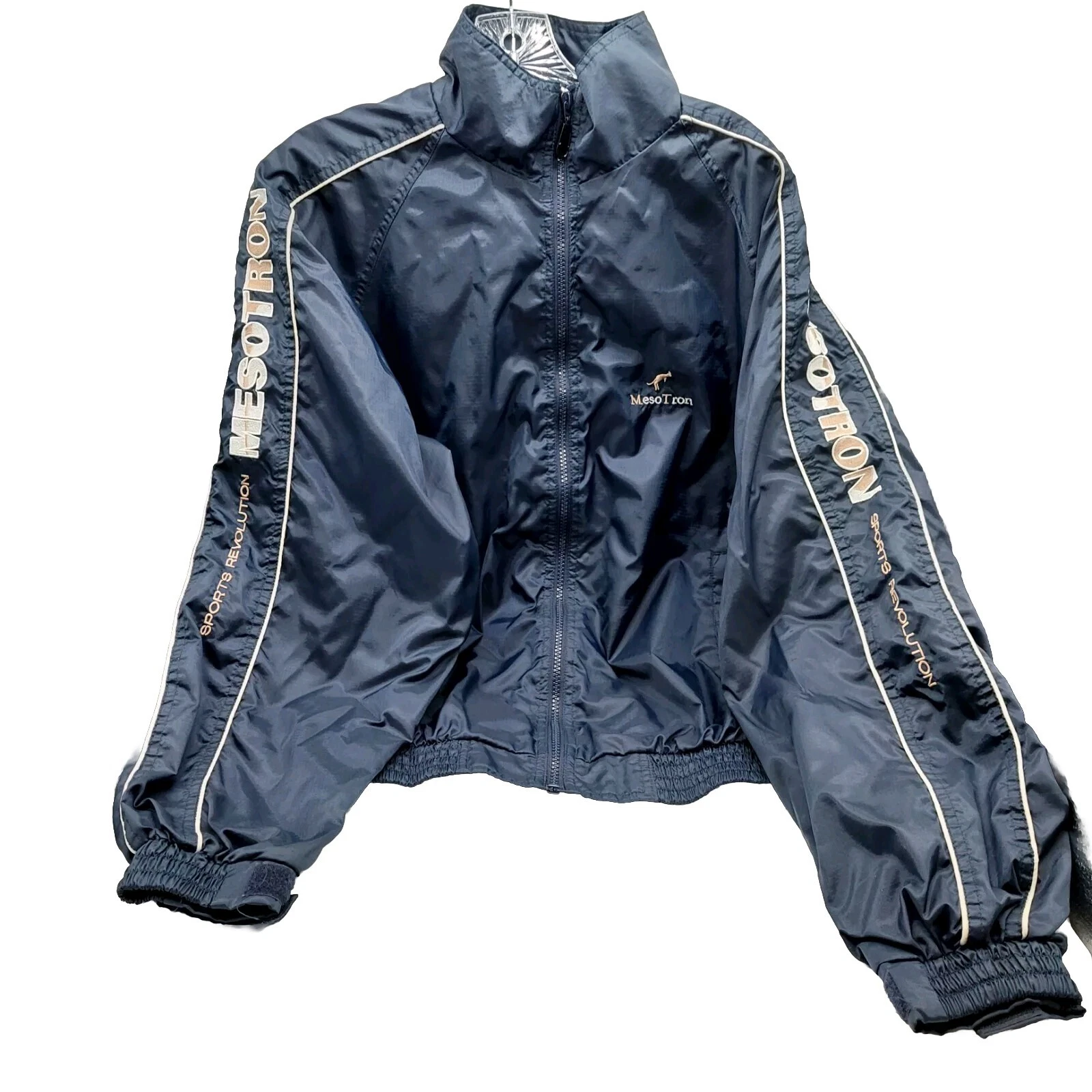 Mesotron Jacket Size Small Navy Blue Lightweight Windbreaker Full Zip