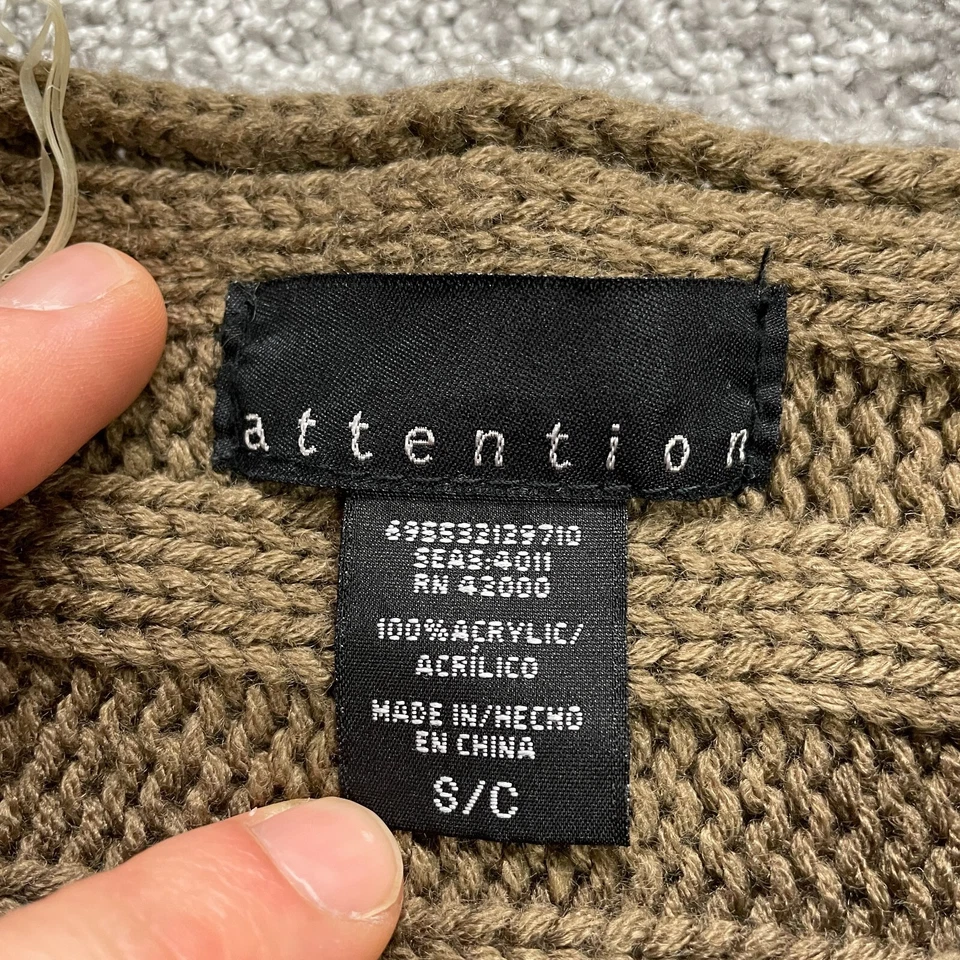 Vestido Suéter Attention Mujer Pequeño Marrón Cambio Grueso Tejido Manga Corta Damas Foto 4 de 4