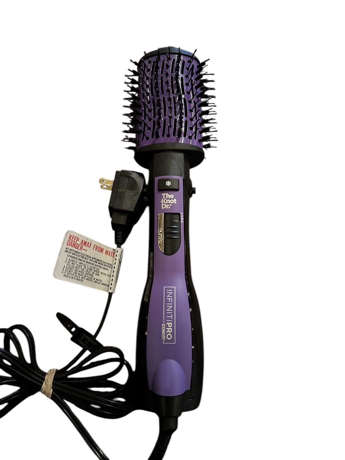 CONAIR Infiniti Pro The Knot Dr. Dryer Brush, Wet/Dry Styler, Black/Purple EUC